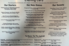 ディナーで入った店のメニュー 英語版